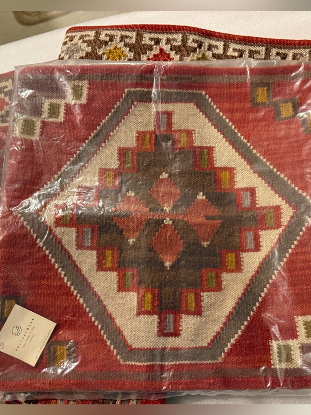 Super Rare! NEW Pottery Barn Mahal, Nanda, Asha, & Baha Tribal Kilim set, Red - Picture 3 of 15